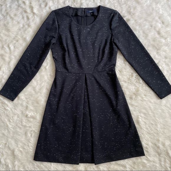 Madewell Dress Gia Fit and Flare Long Sleeve Black Marled Concept 2 - Picture 5 of 14